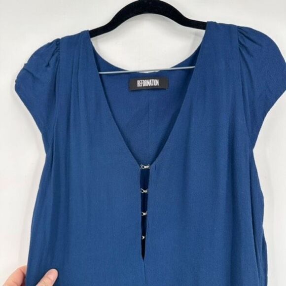 Reformation Elton Dress in Peacock Blue Size Medium Shift Easy Loose Fit - Picture 9 of 13